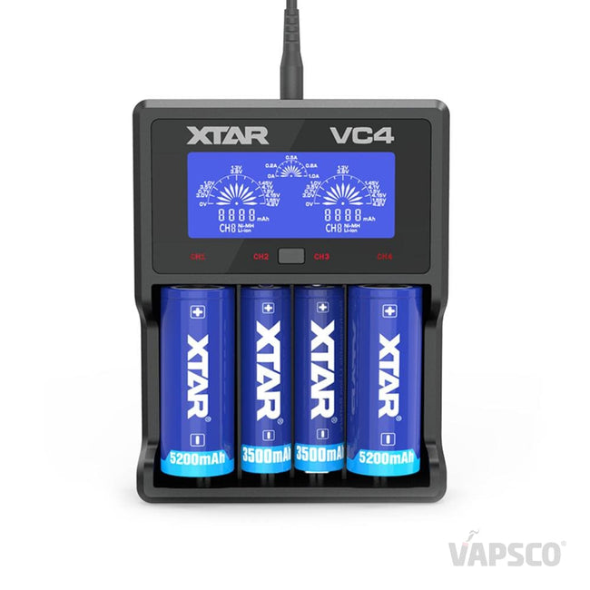 XTAR VC4 LCD 4CH Battery Charger - Vapsco